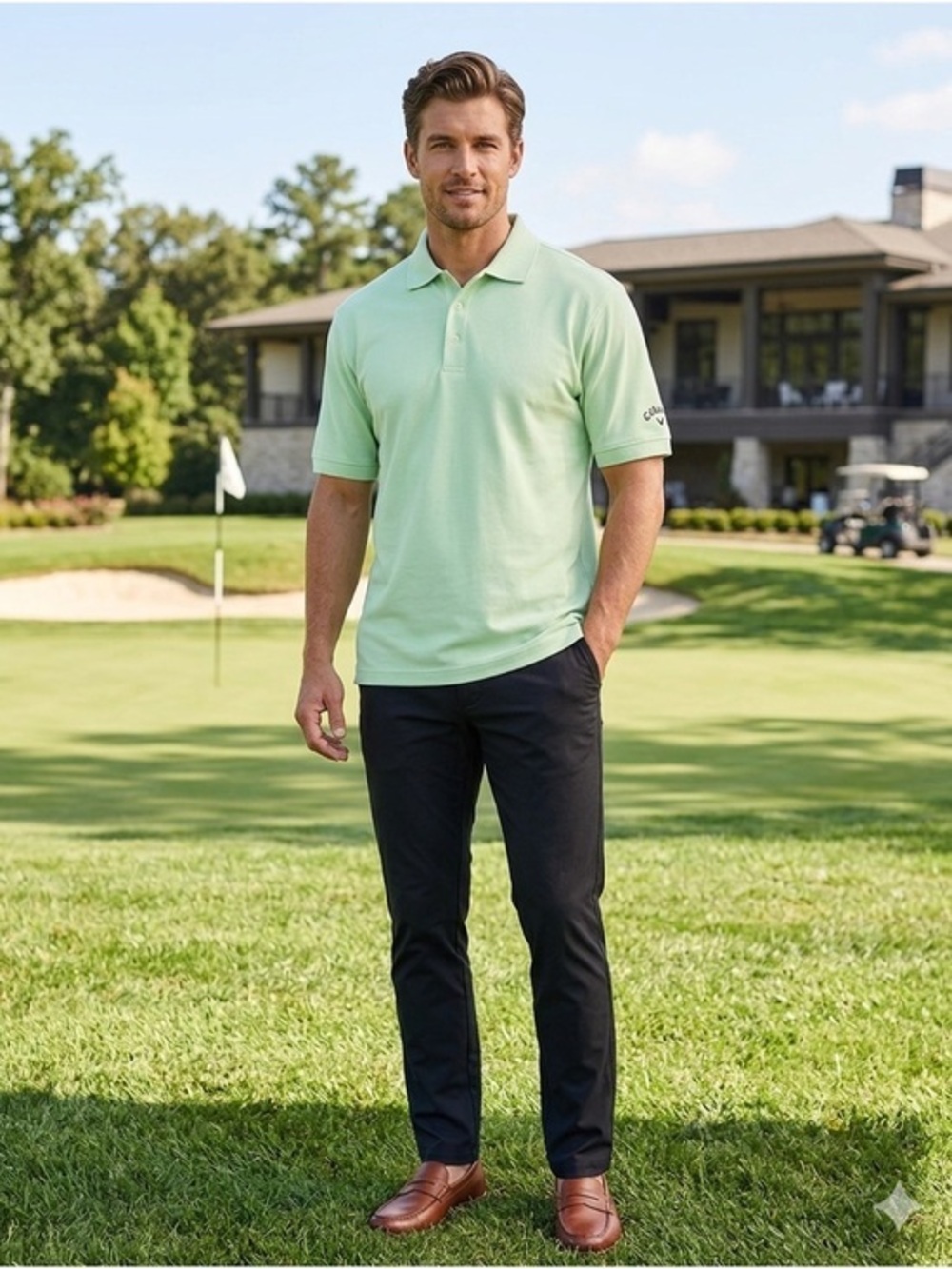 Callaway Men’s X Large Golf Sport Polo Shirt XL Mint Green Combed Cotton
